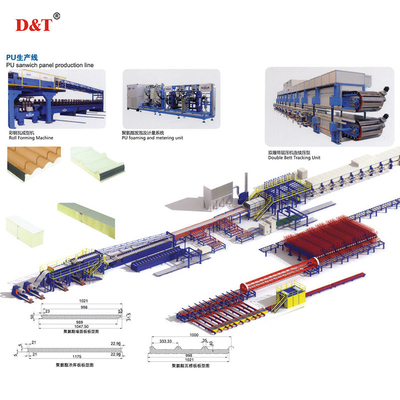 Eps Polyurethane PU köpüklü Sandviç Duvar Paneli Yapma Makinesi Sürekli PU/PUR/PIR Sandviç Paneli Üretim Hatı